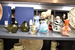 A small selection of 20th-century studio glassware, to feature a small Lafiore scavo-style frosted