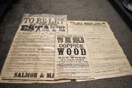Of local interest, two late 19th-century advertising sale/to let posters, featuring ‘Outwood’ of