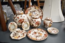 A selection of 20th-century Masons Ironstone 'Brown Velvet' ware, having floral and foliate