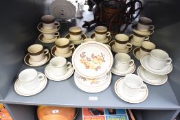 A selection of mid to late 20th-century Denby stoneware 'Russet' part tea set, featuring a