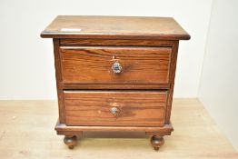 One late 19th-century mahogany tabletop set of drawers, possible apprentice piece, with two