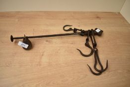 Thought to be 19th-century forged iron steelyard balance, no makers mark, 41cm in length,