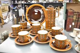 A mid 20th-century Hornsea Pottery 'Bronte' part tea and coffee service, featuring a high-glazed,