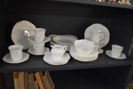 A 20th-century Shelley fine bone china part dinner service, to feature delicate petal-formed