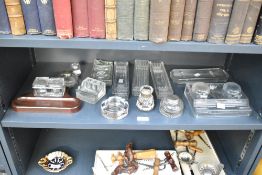 A large selection of late 19th to early 20th-century glass desk accessories, to include a quantity