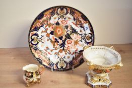Three though to be 19th-century Derby 'Imari'-style ware, to feature a Pot Pourri having floral