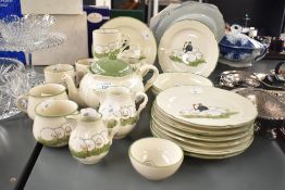 A selection of vintage German Zeller Keramik sheep teaware, to feature sweet hand painted shepherd