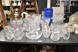 A large selection of 20th-century crystal cut glass, to feature large bowls, vases, decorative