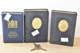 Three early 20th-century metal Post Office Saving Banks, to include two Taylor Law and Company