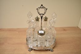 A fine 19th-century Henry Wilkinson and Company silver-plate cruet set, featuring cut glass