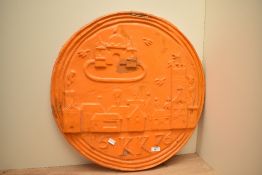 *Of local Kendal interest* a large 1976 orange fibre glass lamp post plaque celebrating Kendal's