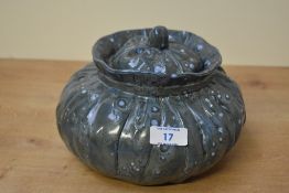 A late 20th-century to modern J.L.Bacon 'Just a Thought' studio pottery lidded vase, of a wide and