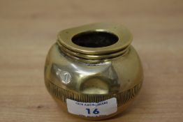 Thought to be early 20th-century Betjemann's Patent brass desk match striker, with internal