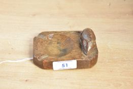 A 20th-century Robert 'Mouseman' Thompson (1876-1955) of Kilburn oak ash tray, of octagonal form,