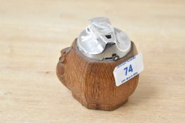 A 20th-century Robert 'Mouseman' Thompson (1876-1955) of Kilburn oak table lighter, of octagonal