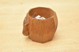 A 20th-century Robert 'Mouseman' Thompson (1876-1955) of Kilburn oak napkin ring, of octagonal-form,