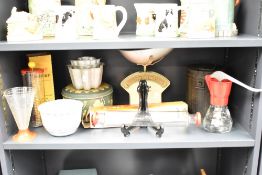 A selection of vintage Kitchenalia, to include a Pyrex rolling pin and mixer; a Salter cooking