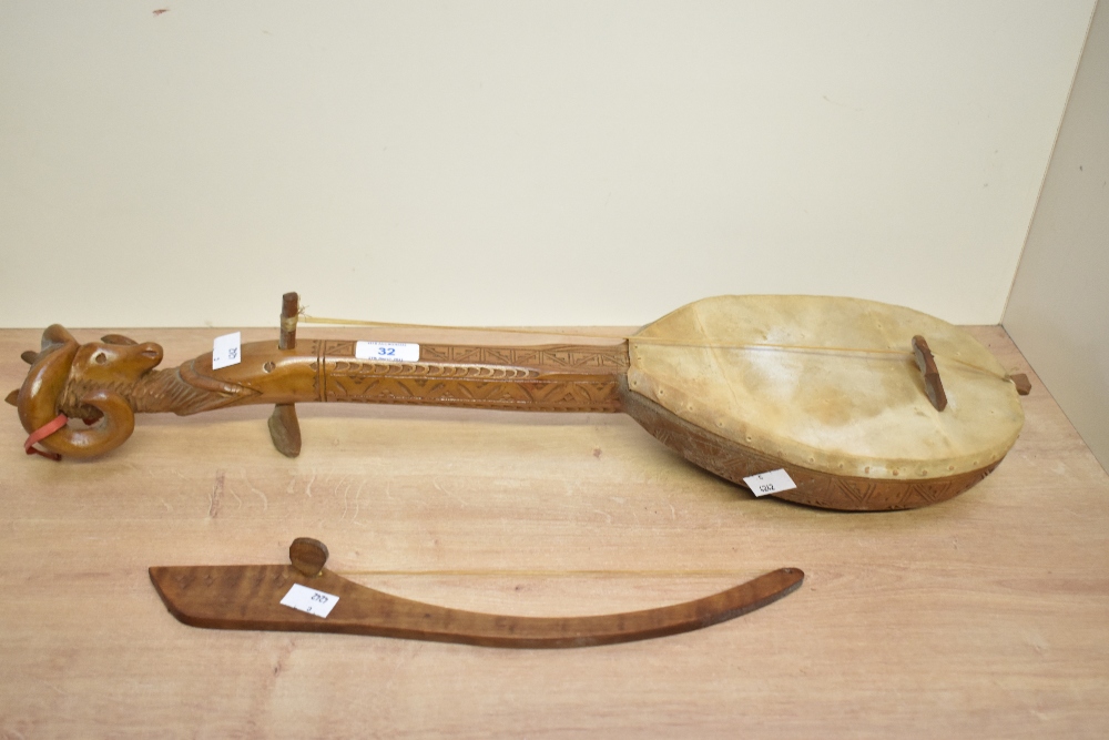 Gustle Instrument Thought to be 20th-century Balkan gusle-style wooden musical instrument ...