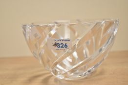 A 20th-century Orrefors crystal bowl by Jan Johansson, featuring a distinctive v-cut rim and