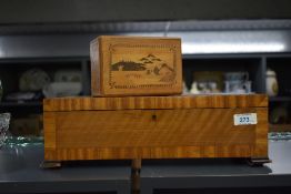 Two late 19th to early 20th-century marquetry inlaid wooden boxes, to include a presumed Japanese
