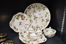A small quantity of 20th-century bone china strawberry-themed tableware, to feature a Wedgwood 'Wild
