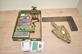 A selection of late 19th to early 20th-century sundrywares, to include a try square woodworking