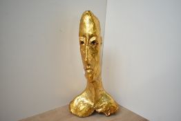 Thought to be late 20th-century to modern Simon Toone(English b.1976)-style gilt terracotta model