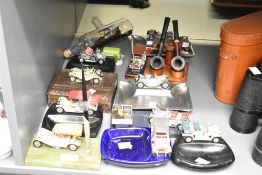 A quantity of 20th-century matchbox desk ashtrays, to include three Lesney examples, a wooden