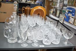 A large selection of 20th-century crystal cut glassware, to feature whiskey tumblers, decanters,