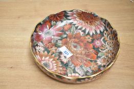 Thought to be 20th-century Japanese Toyo-style porcelain plate, featuring a red and pink peony