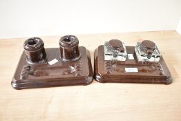 Two 20th-century Prettywell bakelite double inkwells, to feature a Prettywell Inkstand example