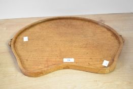 A 20th-century Robert 'Mouseman' Thompson (1876-1955) of Kilburn oak kidney-shaped serving tray,
