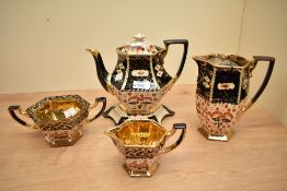 An early 20th-century Lingard Webster and Company ceramic Imari-style part tea set, featuring hand