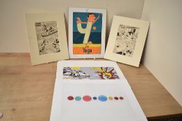 A selection of contemporary vintage-style prints, to include two Disney comic strips featuring