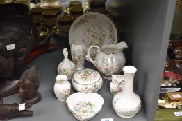 A small selection of 20th-century Aynsley fine bone china 'Wild Tudor' ware, featuring delicate,
