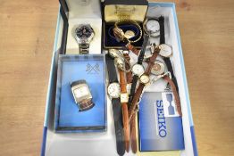 A collection of wristwatches, including Lorus, Sekonda, Seiko and a cased Royal Navy