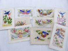 POSTCARDS: WORLD WAR I SILKS x 9 Range of 9 WWI silks, some with messages to rear, and noted some of