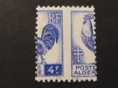 ALGERIA 1944 4F COCKERAL, WITH MAJOR MIS PERFORATION, UNMOUNTED MINT Fine and unusual example of