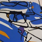 Jazamin Sincalir (Contemporary) Oil on canvas, a vibrant abstract line composition in orange and