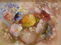 Beito (20th Century) Oil on canvas, a still life study of vibrant flowers, within moulded gilt