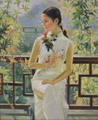 After Guan ZeJu (Chinese 20th Century) Oil on canvas, a reproduction of the artist's study of a