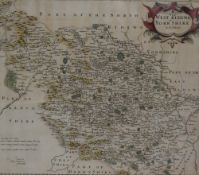 *Local Interest* After Robert Morden (British 1650 - 1703) Colourised map depicting 'The West Riding