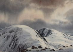 *Local Interest* Jim Ingham Riley (British b.1928) Watercolour, a snow covered Lake District fell