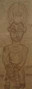 John Caletcalfe (20th Century) Oil pastel 'West African Ritual Figure', signed lower right, entitled