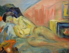 Mary Sheehan Winn (British 20th Century) Oil on canvas 'Nude Female', vibrant expressionistic life