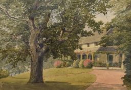 *Local Interest* 19th/20th Century Watercolour, a study of a grand house between trees,