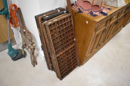Five antique printers trays