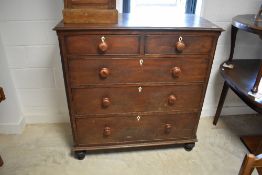 A Victorian mahogany chest of two over three drawers, dimensions approx. W115 D52 H120cm