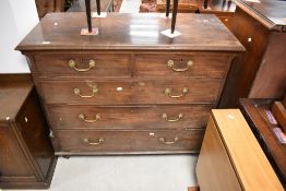 A 19th century mahogany chest of two over three drawers, having brass drop handles , dimensions