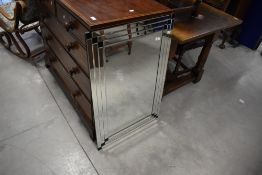 A modern rectangular wall mirror, having a mirrored mosaic 'frame' 60cm x 92cm